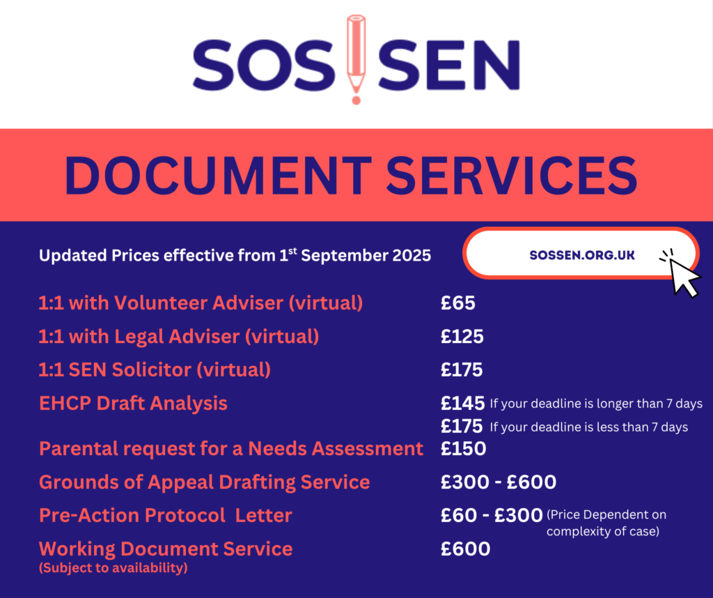 Paid services prices Sept 2025